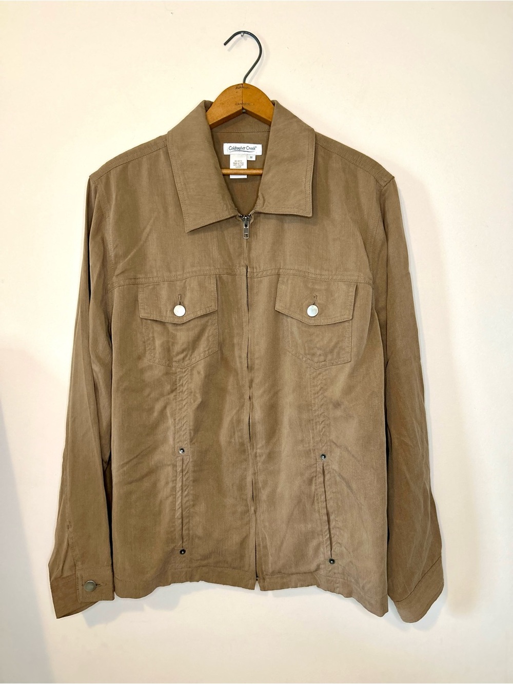 Coldwater Creek 100% Tencel Lyocell Shacket Jacket Tan Plus Size 1X Boho Granola